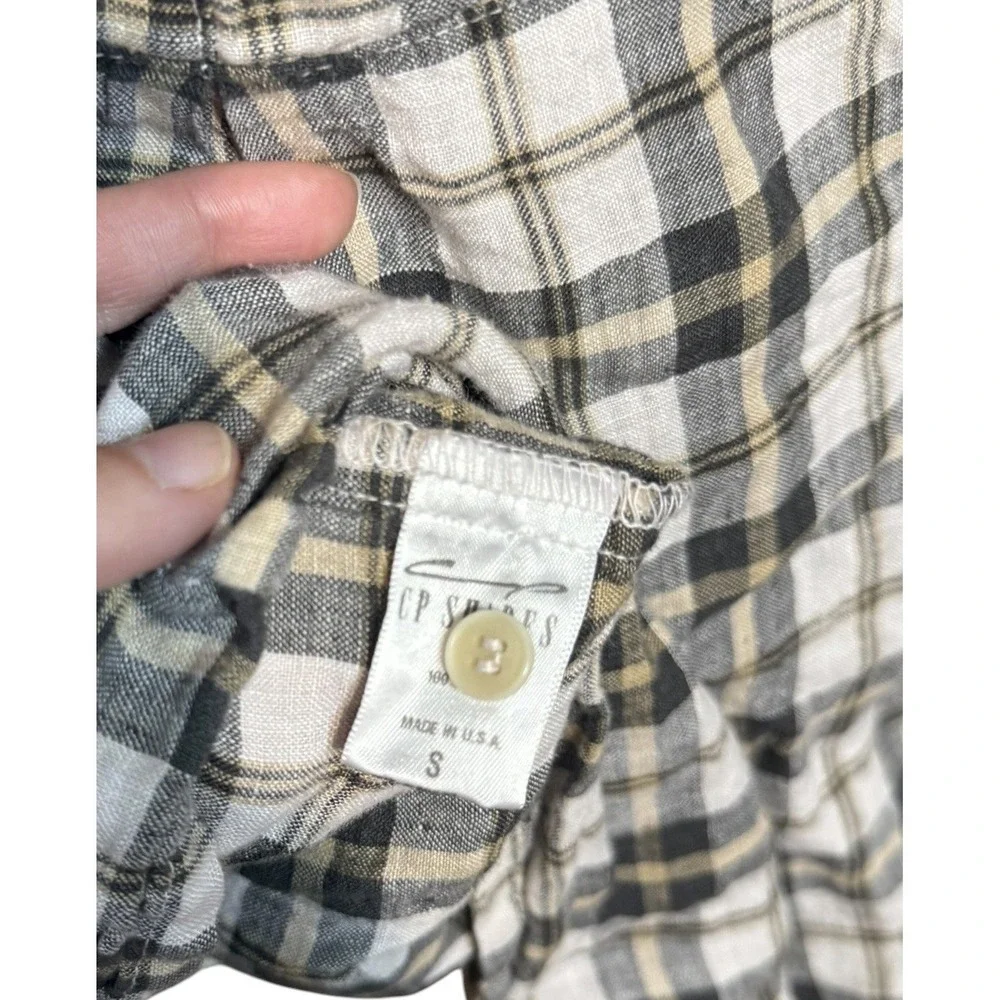 Free People x CP Shades Sofiya Plaid Linen Tunic Dress Small Tan Brown Boho